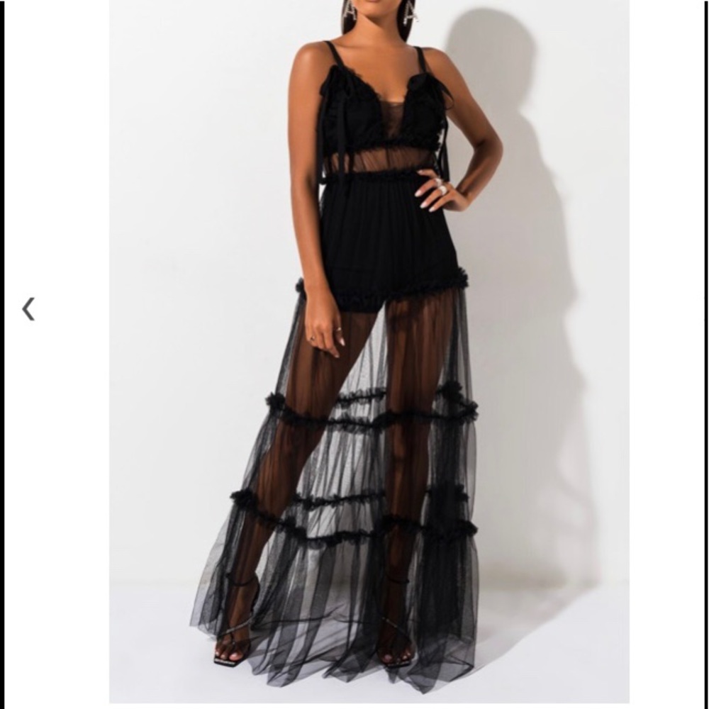 Black lace/tulle maxi dress